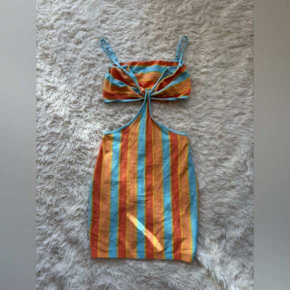Princess Polly Dresses & Skirts - Princess Polly Orange and Blue Striped Dress
